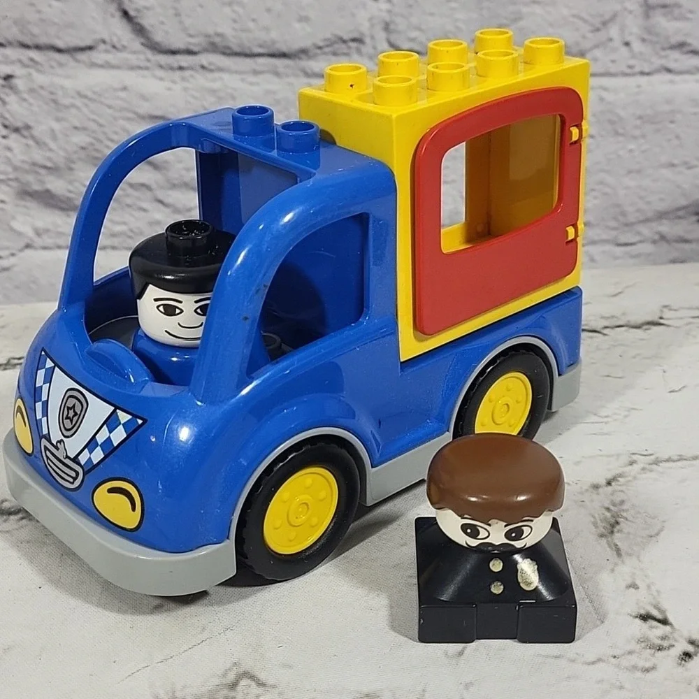 Vintage Lego Duplo Chunky Blocky Figures Lot Police Chief Truck Van Wagon Window